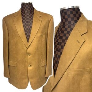 Chaps Mens Microfiber Blazer Camel Brown Size 48R Sports Coat Jacket Preppy Work